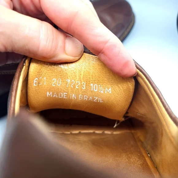 10.5 M JOHNSTON & MURPHY SHULER BICYCLE 20-7223 DRESS SHEEPSKIN SHOE BROWN - Picture 11 of 13